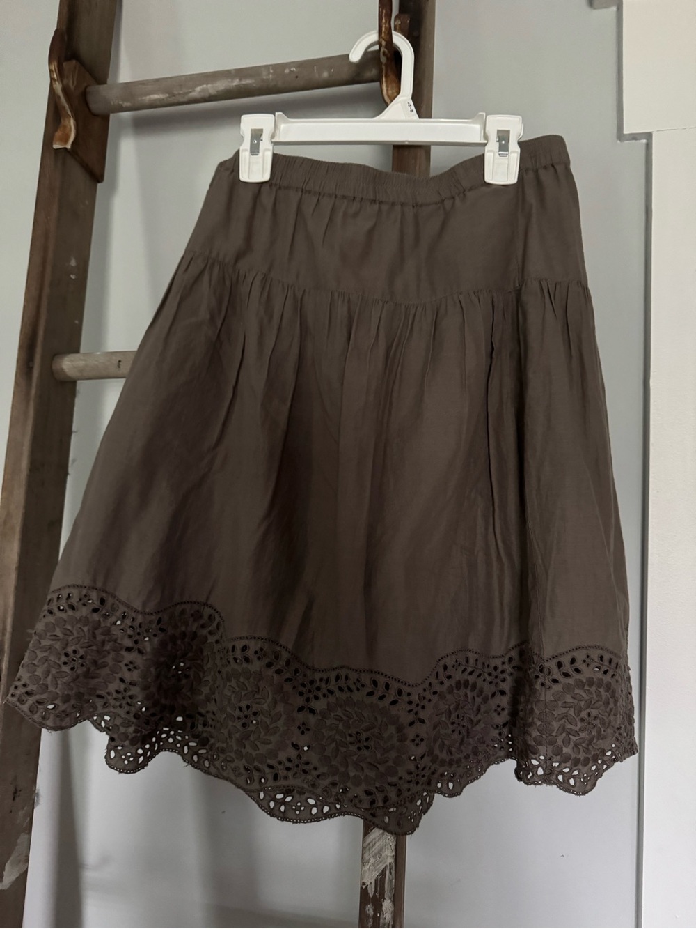 Old Navy Brown Eyelet-Hem A-Line Skirt